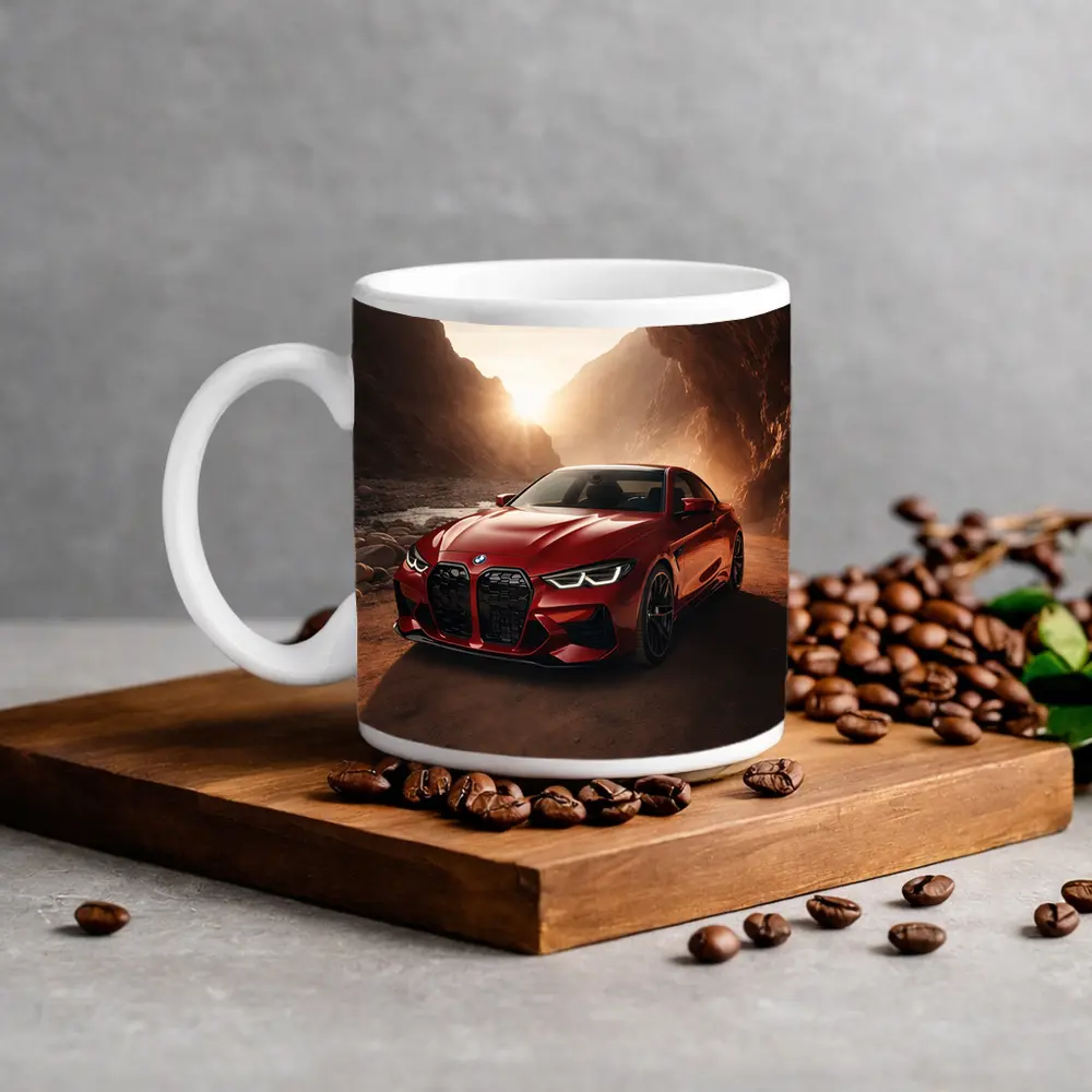 BMW M4 Red Coupe Canyon Desert Setting – Mugs