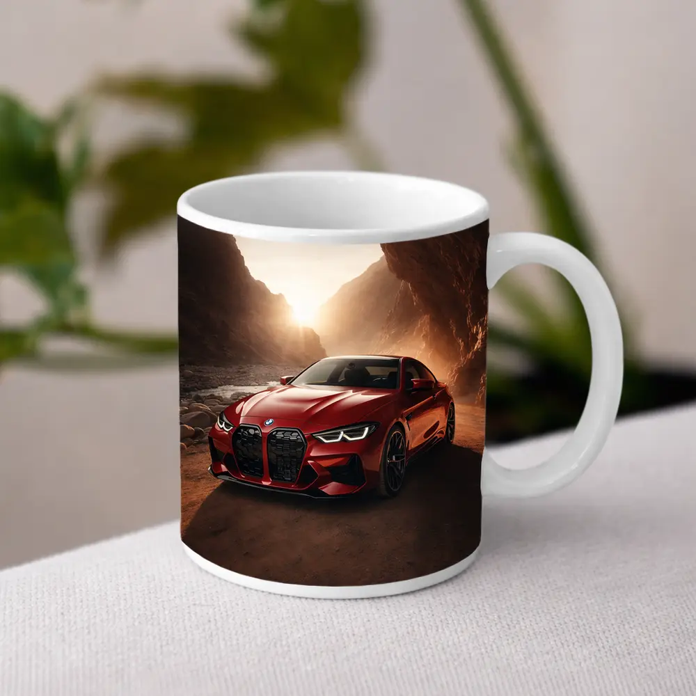 BMW M4 Red Coupe Canyon Desert Setting – Mugs