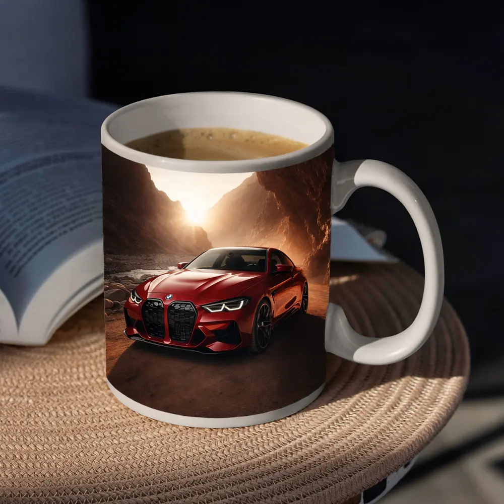 BMW M4 Red Coupe Canyon Desert Setting – Mugs