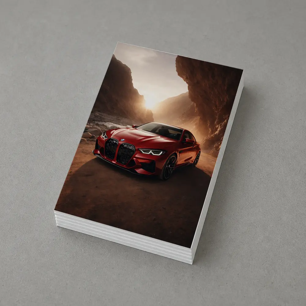 BMW M4 Red Coupe Canyon Desert Setting – Postcards