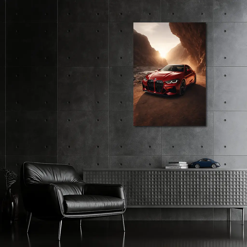 BMW M4 Red Coupe Canyon Desert Setting – Wall Art