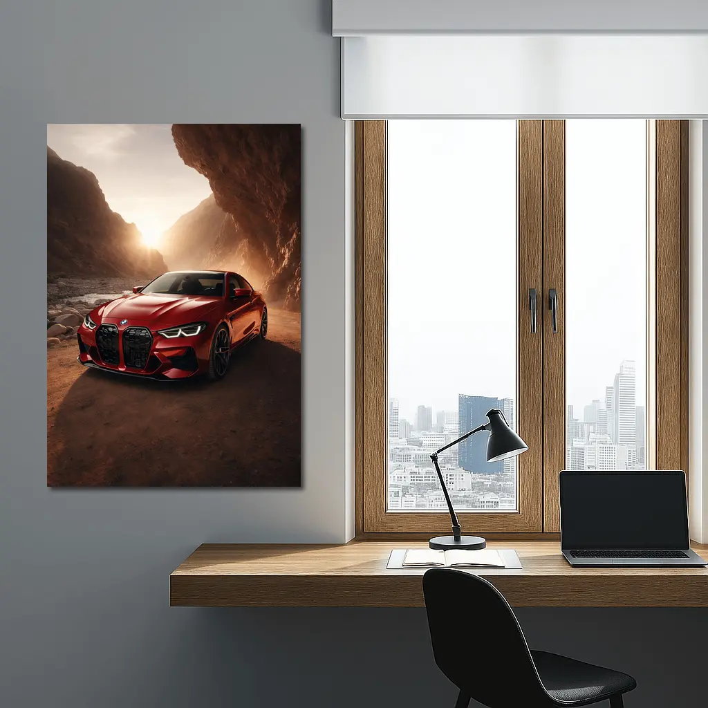 BMW M4 Red Coupe Canyon Desert Setting – Wall Art