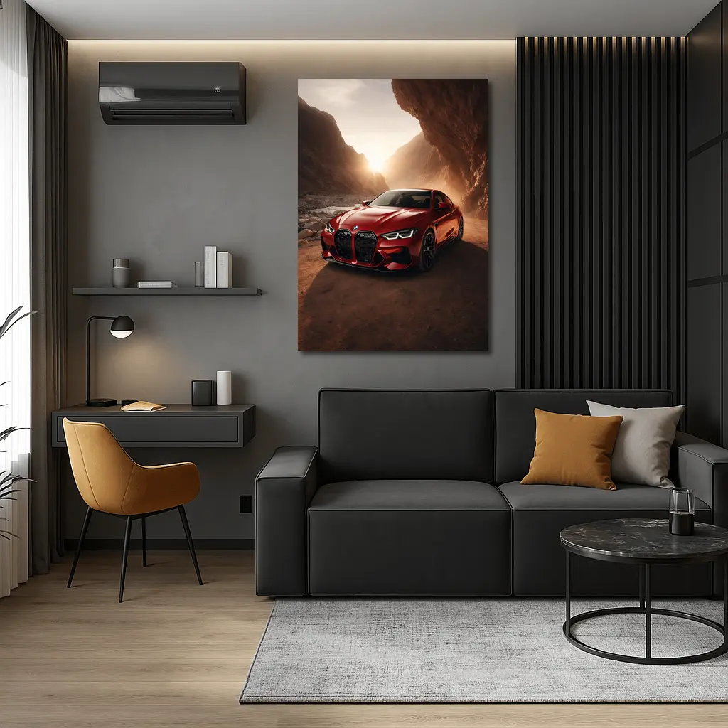 BMW M4 Red Coupe Canyon Desert Setting – Wall Art