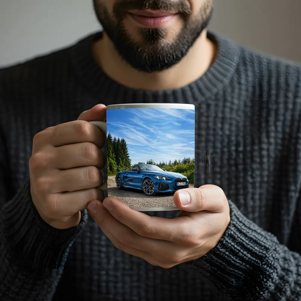 BMW M4 Convertible Blue Open Road Drive – Mugs