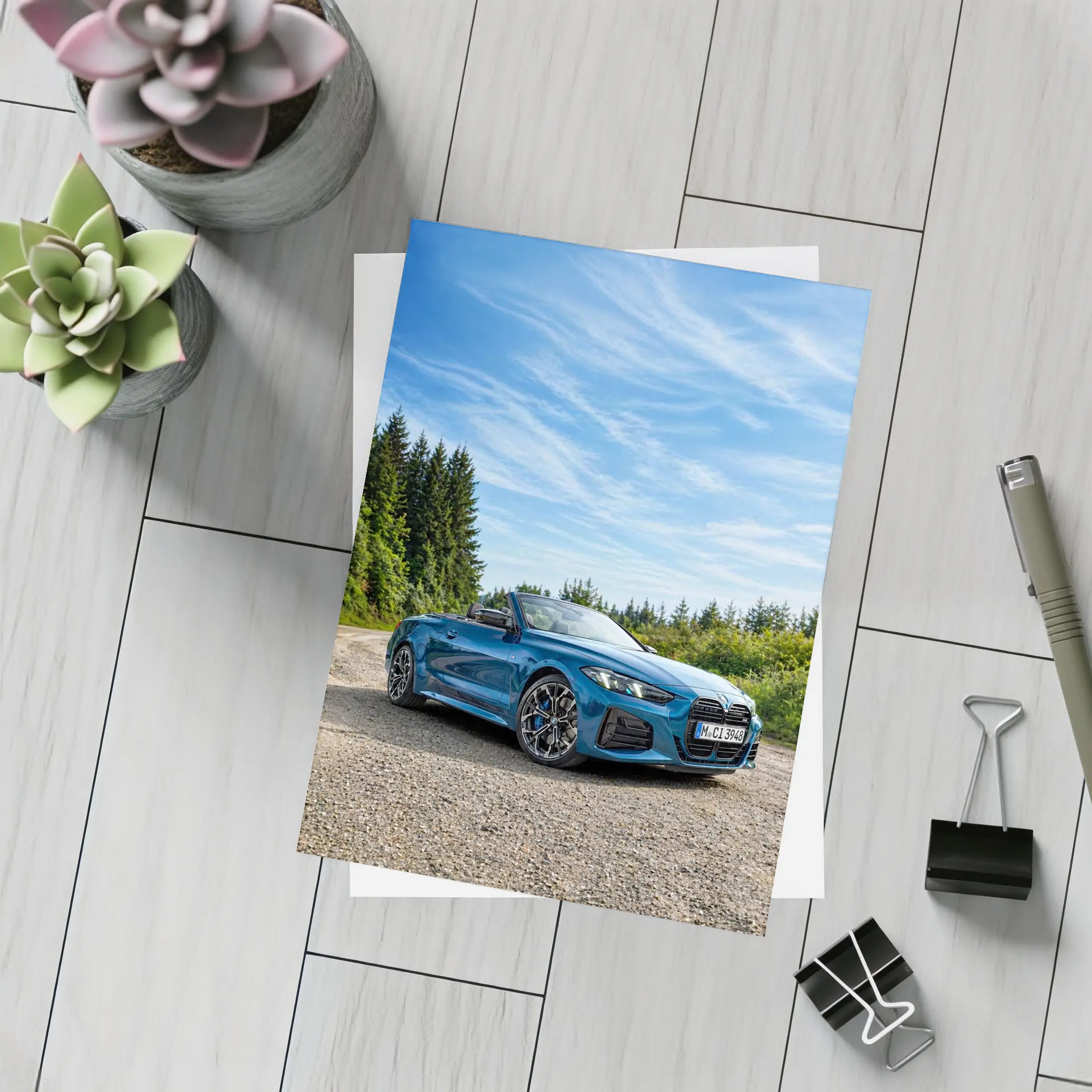 BMW M4 Convertible Blue Open Road Drive – Postcards