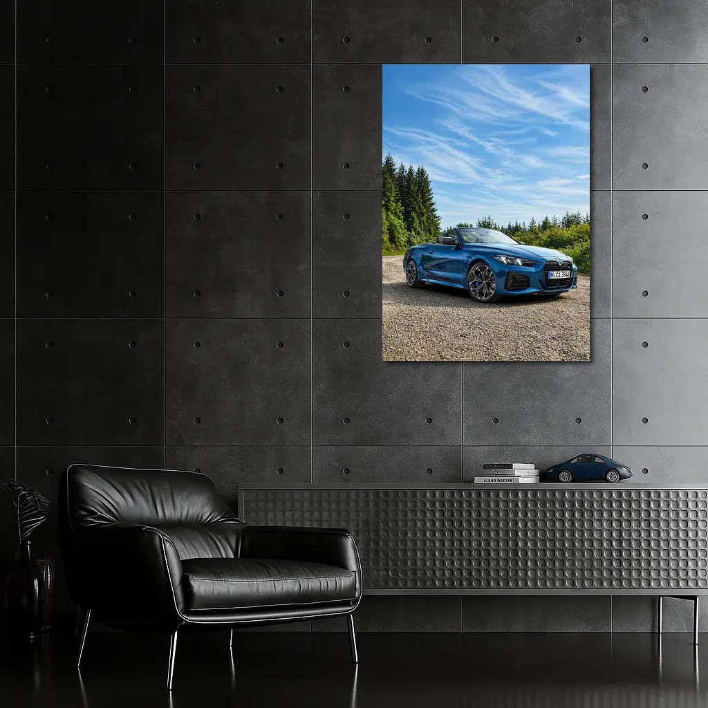 BMW M4 Convertible Blue Open Road Drive – Wall Art