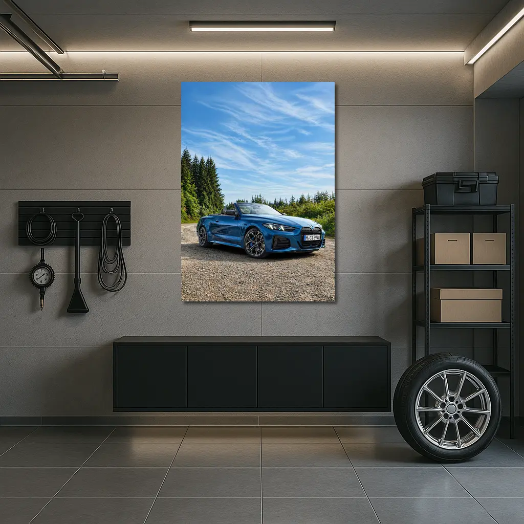 BMW M4 Convertible Blue Open Road Drive – Wall Art