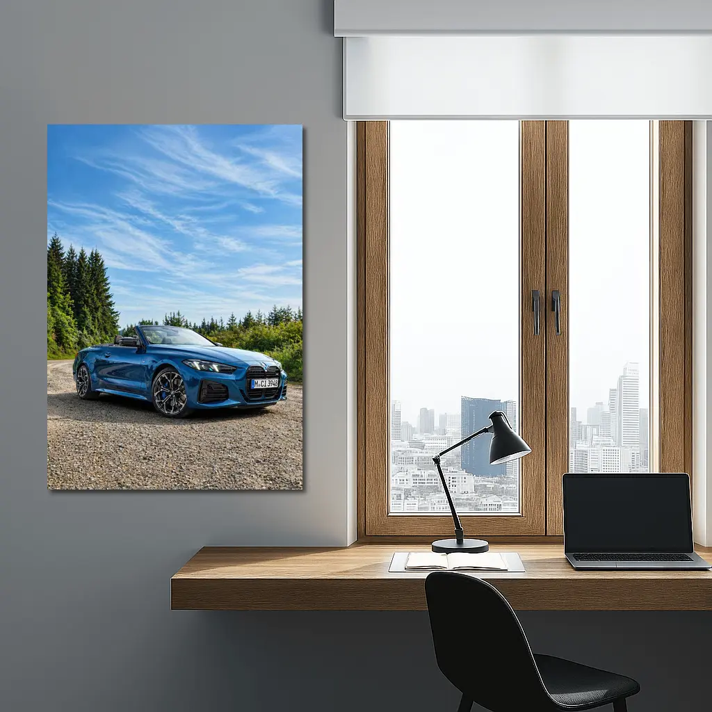 BMW M4 Convertible Blue Open Road Drive – Wall Art