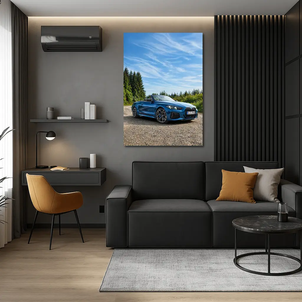 BMW M4 Convertible Blue Open Road Drive – Wall Art