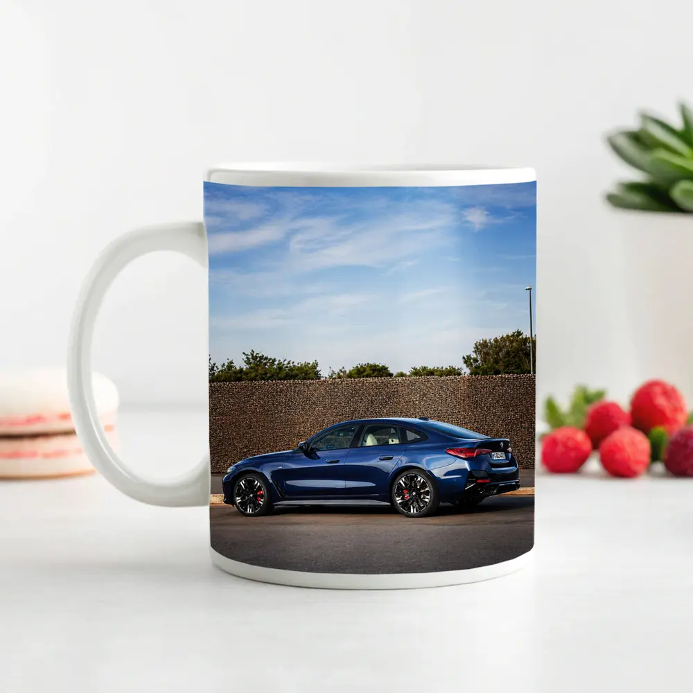 BMW M4 Gran Coupe Blue Parked Outdoors – Mugs