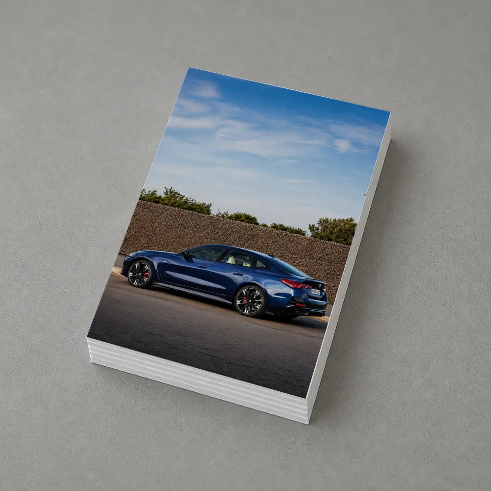 BMW M4 Gran Coupe Blue Parked Outdoors – Postcards