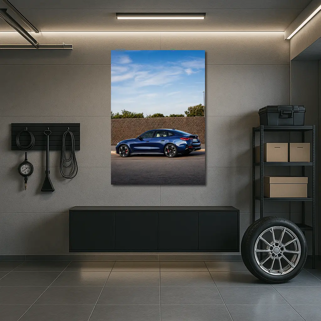 BMW M4 Gran Coupe Blue Parked Outdoors – Wall Art