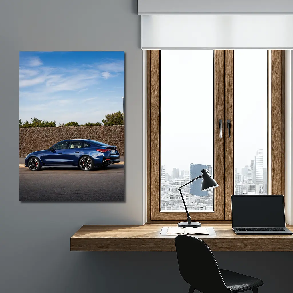 BMW M4 Gran Coupe Blue Parked Outdoors – Wall Art