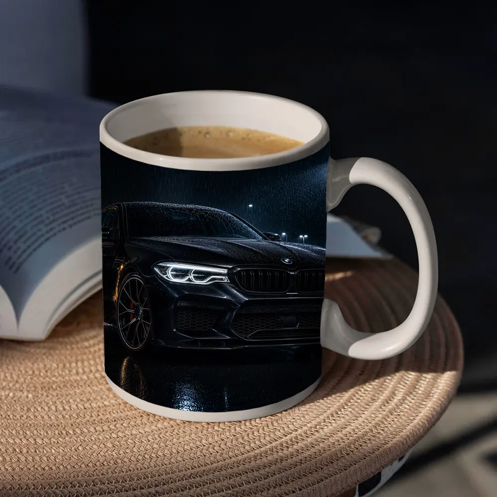 BMW M5 Black Rainy Night Street – Mugs