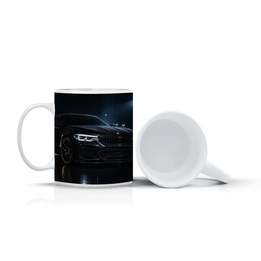 BMW M5 Black Rainy Night Street – Mugs