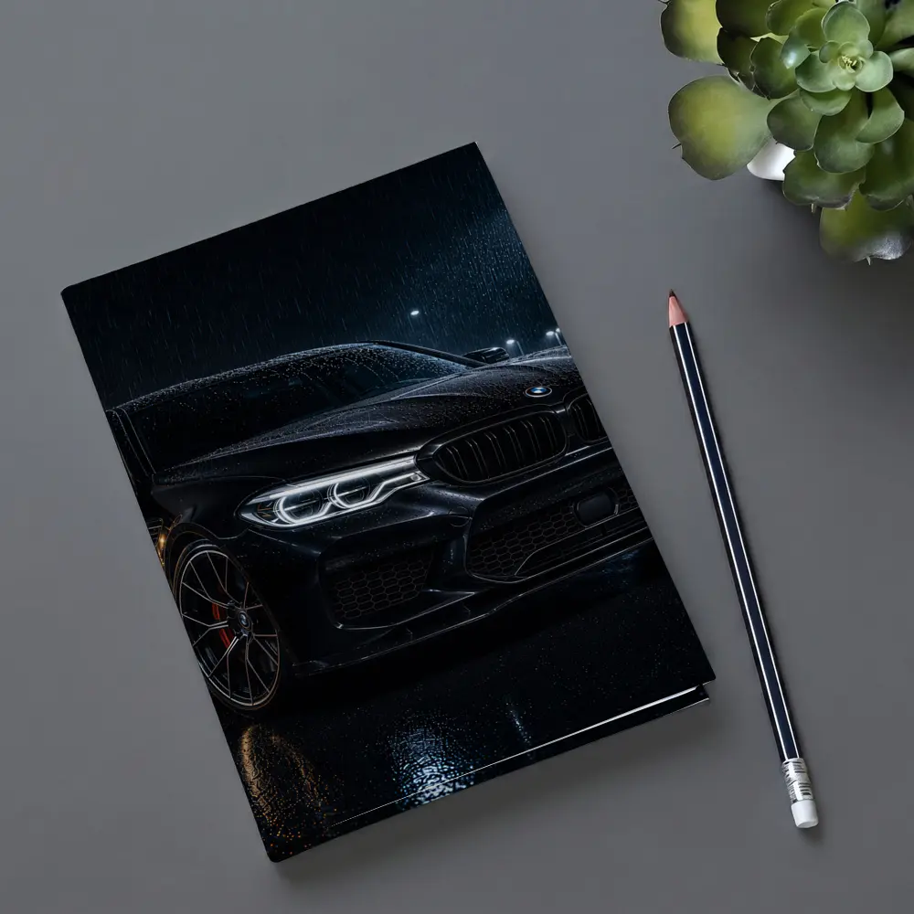 BMW M5 Black Rainy Night Street – Notebooks