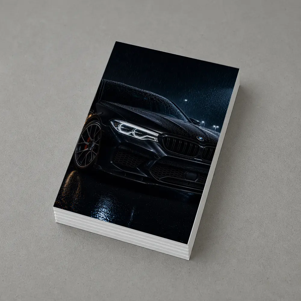 BMW M5 Black Rainy Night Street – Postcards
