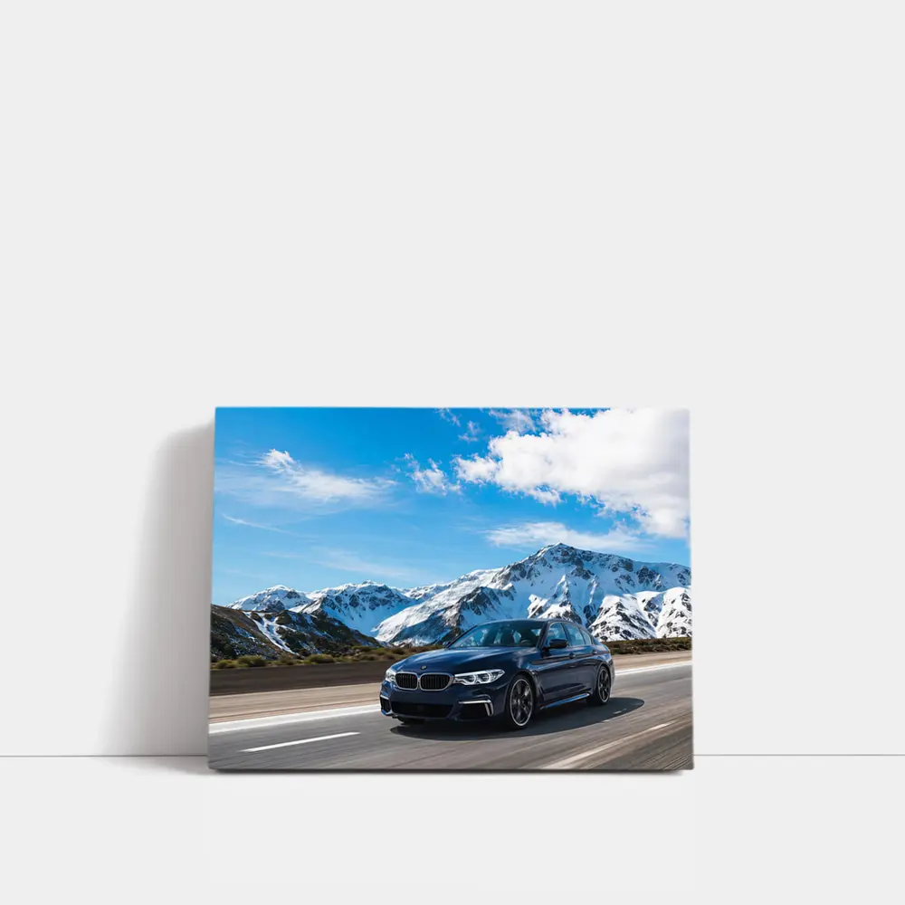 BMW M5 Blue Sedan Mountain Road Drive – Wall Art