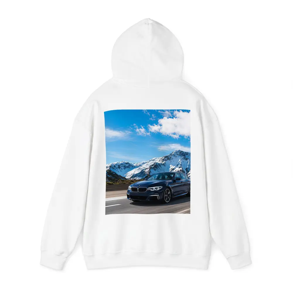 BMW M5 Blue Sedan Mountain Road Drive – Hoodies