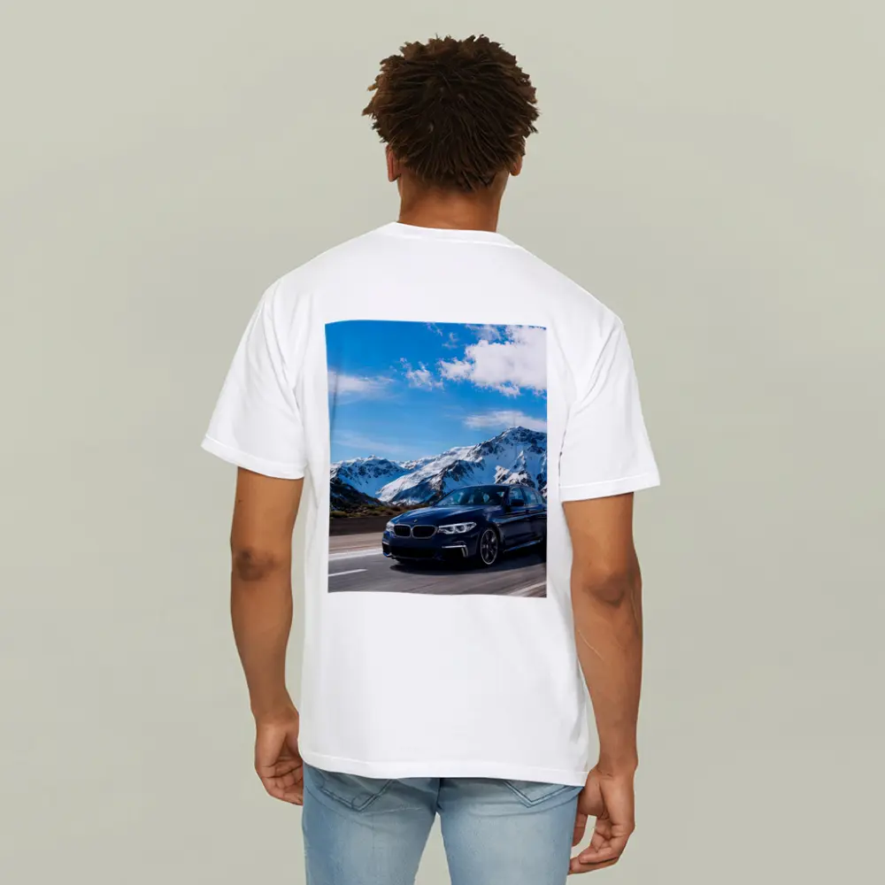 BMW M5 Blue Sedan Mountain Road Drive – T-Shirts