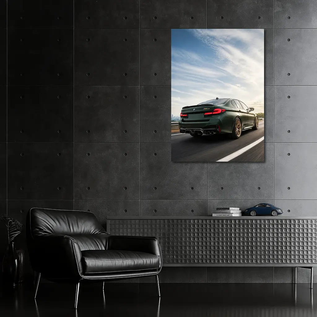 BMW M5 CS Green Sedan Highway Drive – Wall Art