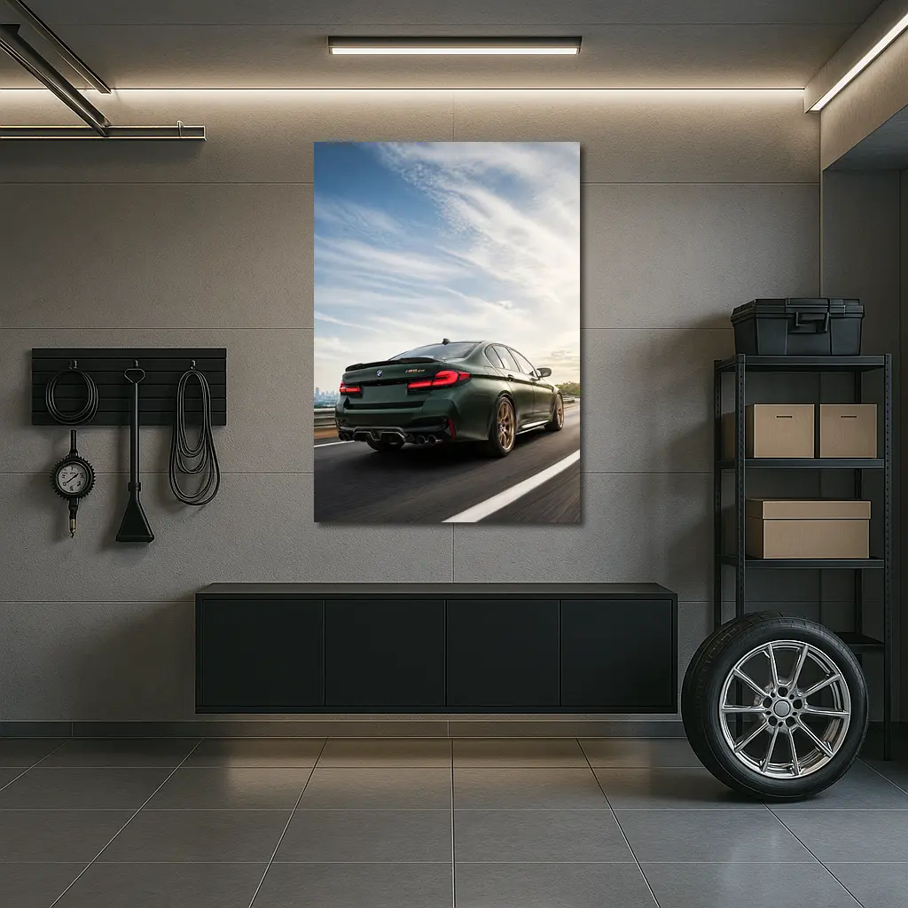 BMW M5 CS Green Sedan Highway Drive – Wall Art