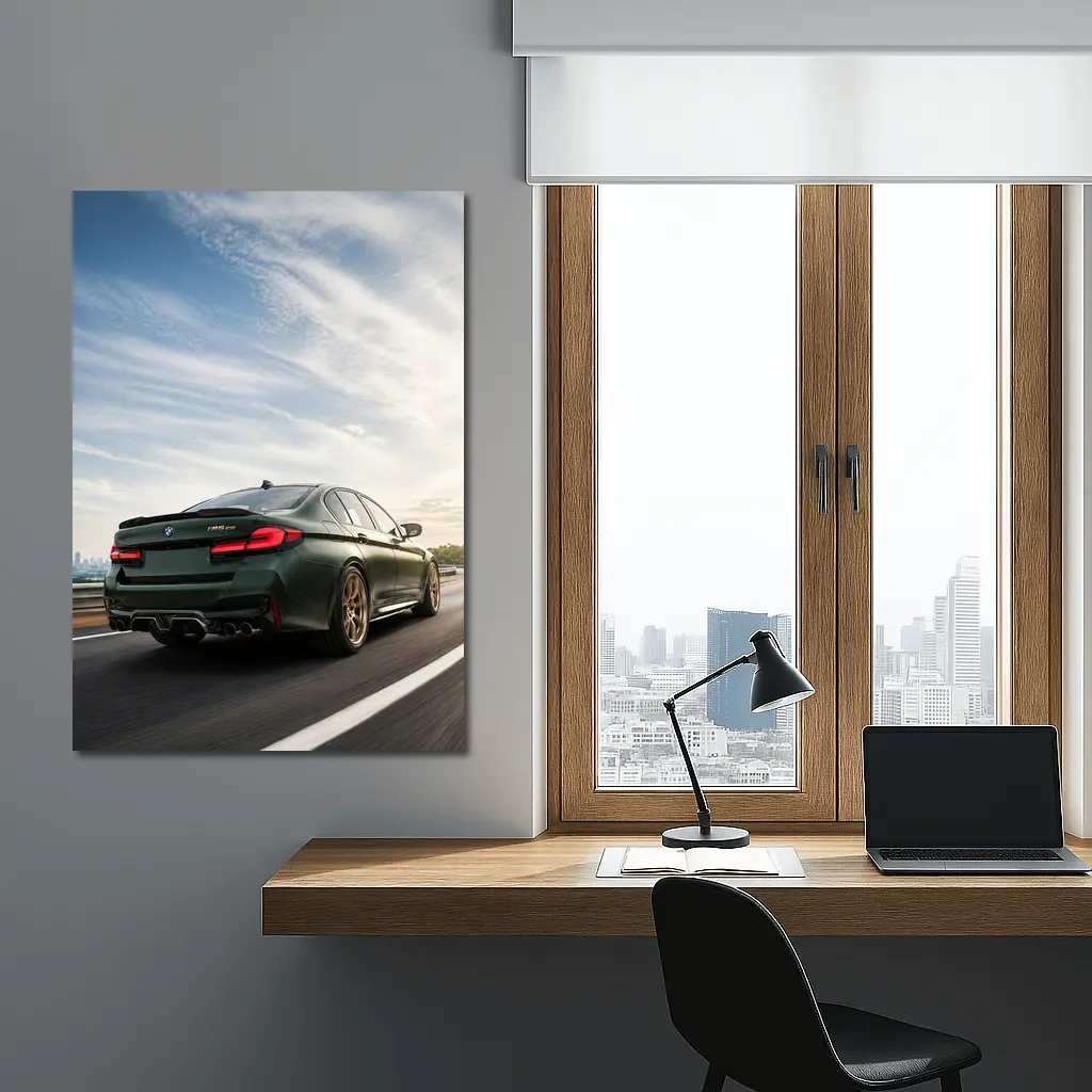 BMW M5 CS Green Sedan Highway Drive – Wall Art