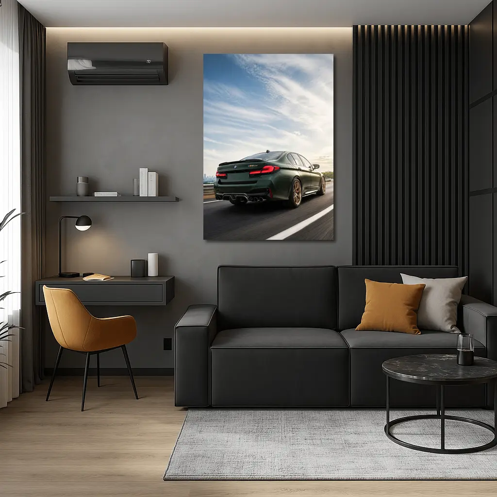 BMW M5 CS Green Sedan Highway Drive – Wall Art