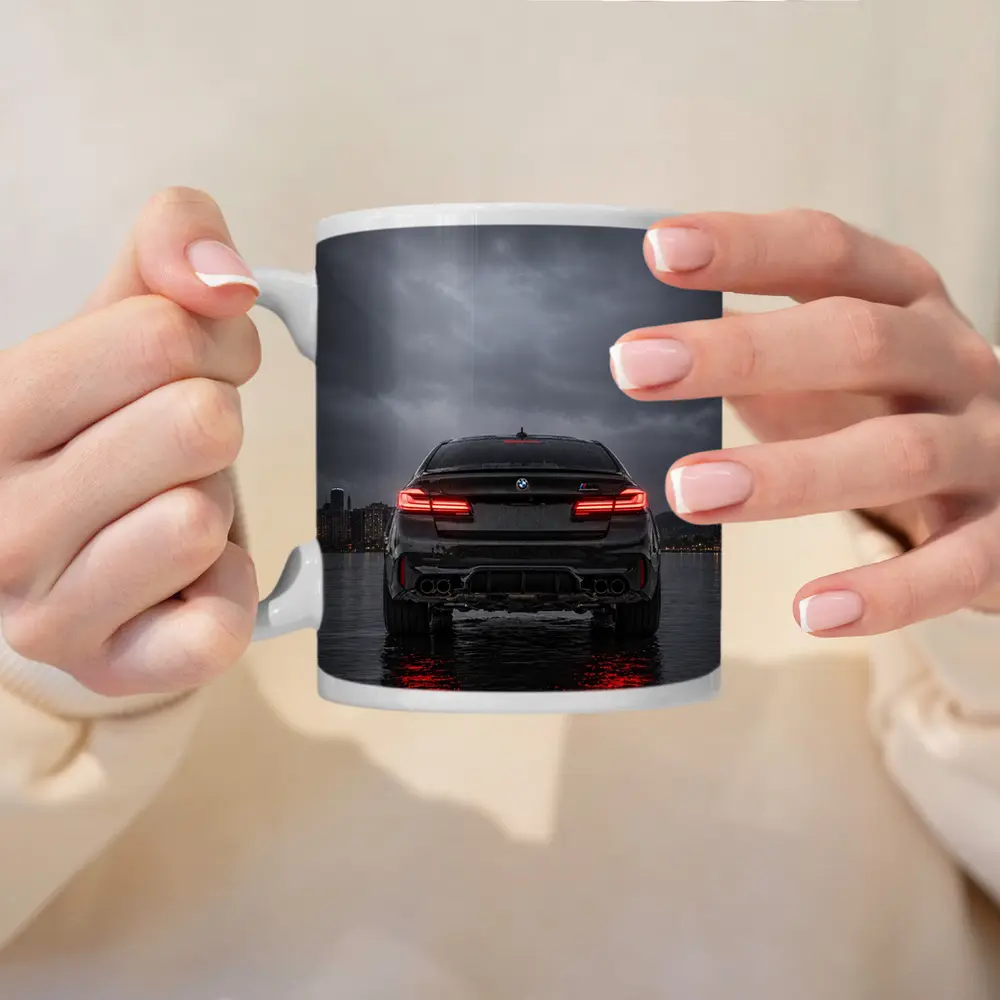 BMW M5 Rear View Stormy Night Water – Mugs