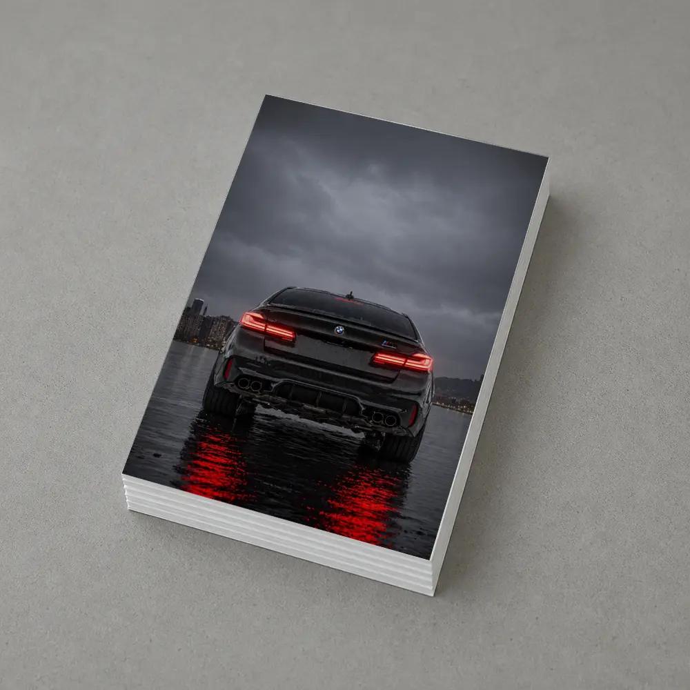 BMW M5 Rear View Stormy Night Water – Postcards