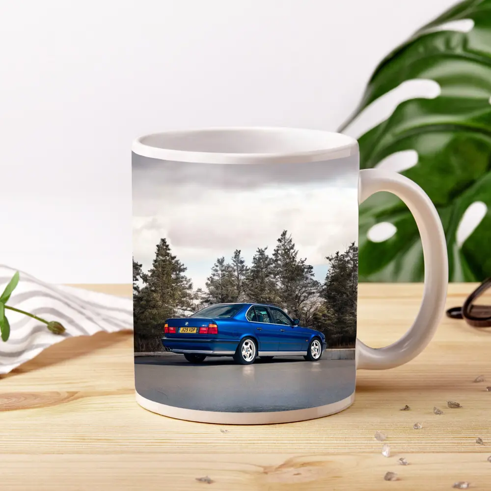 BMW M5 E34 Blue Sedan Outdoor Shot – Mugs