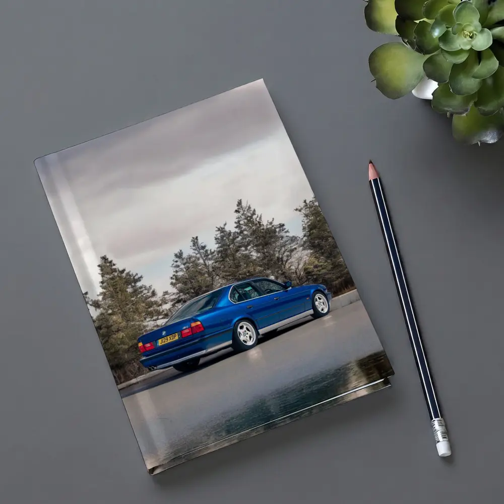 BMW M5 E34 Blue Sedan Outdoor Shot – Notebooks