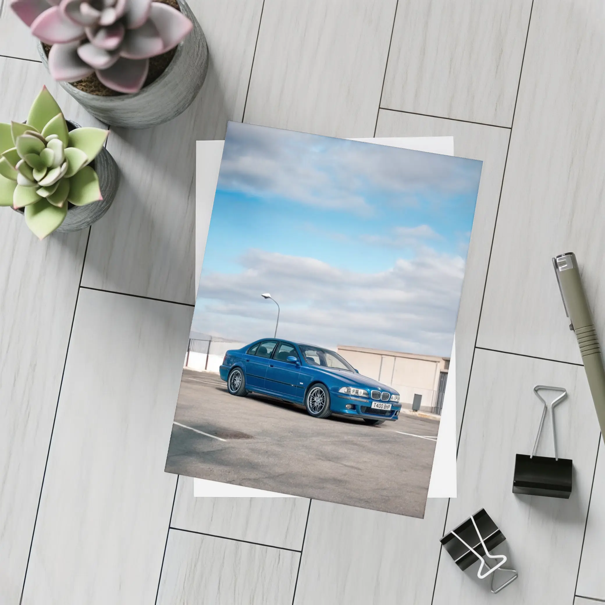BMW M5 E39 Blue Sedan Parking Lot – Postcards
