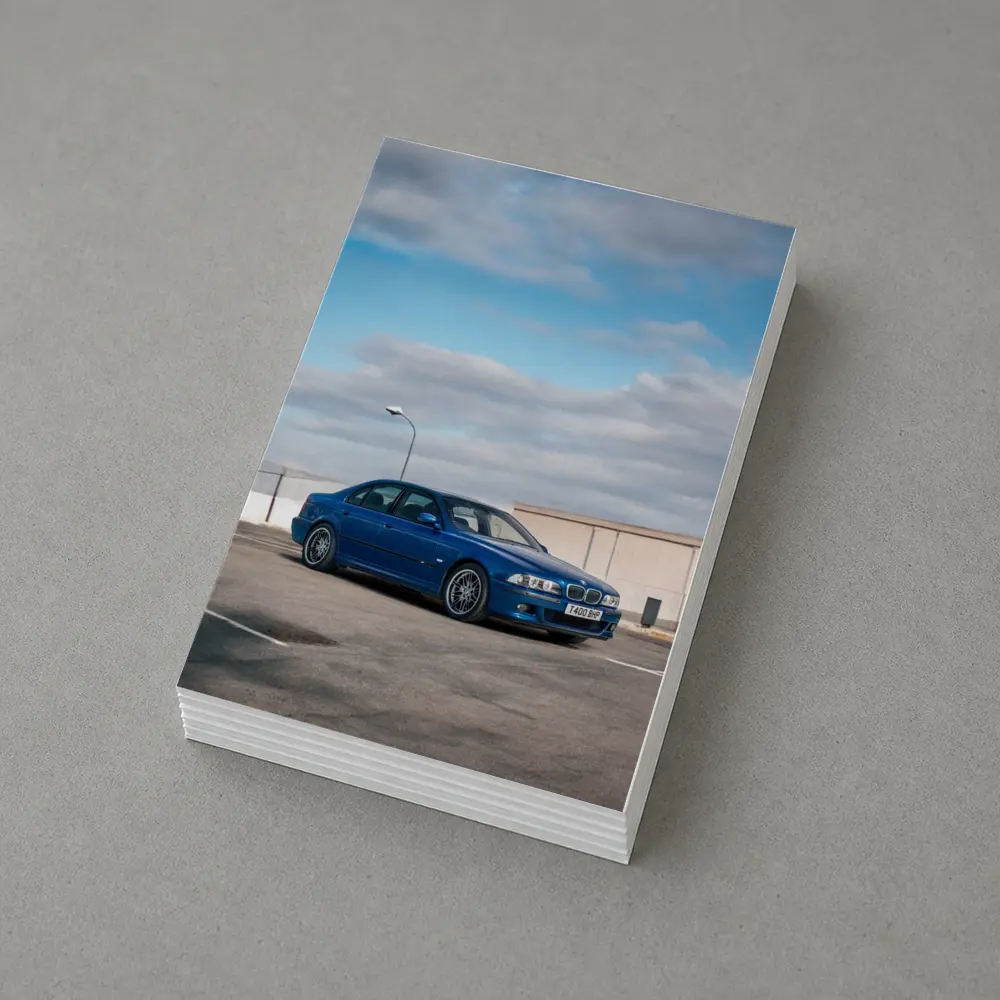 BMW M5 E39 Blue Sedan Parking Lot – Postcards