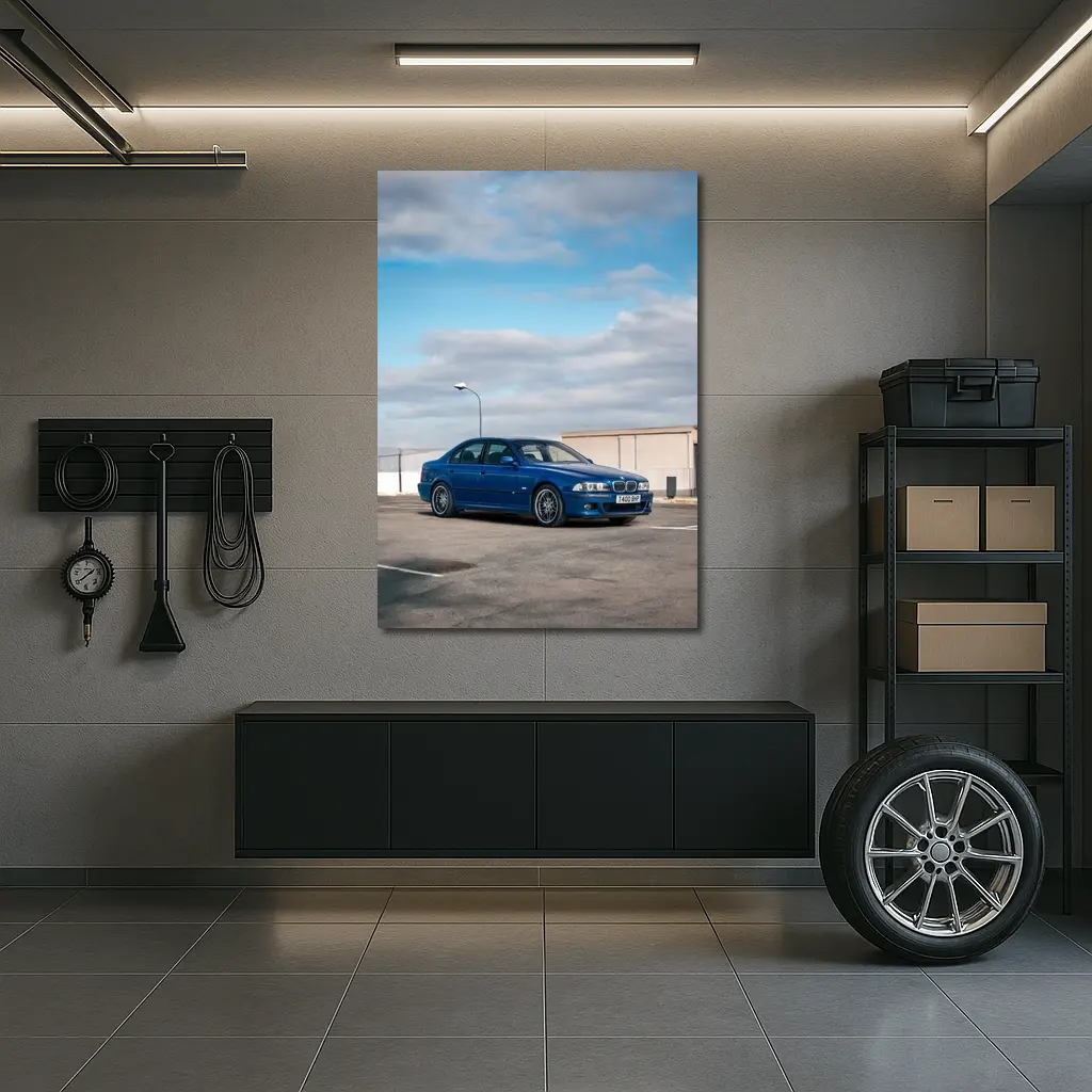 BMW M5 E39 Blue Sedan Parking Lot – Wall Art