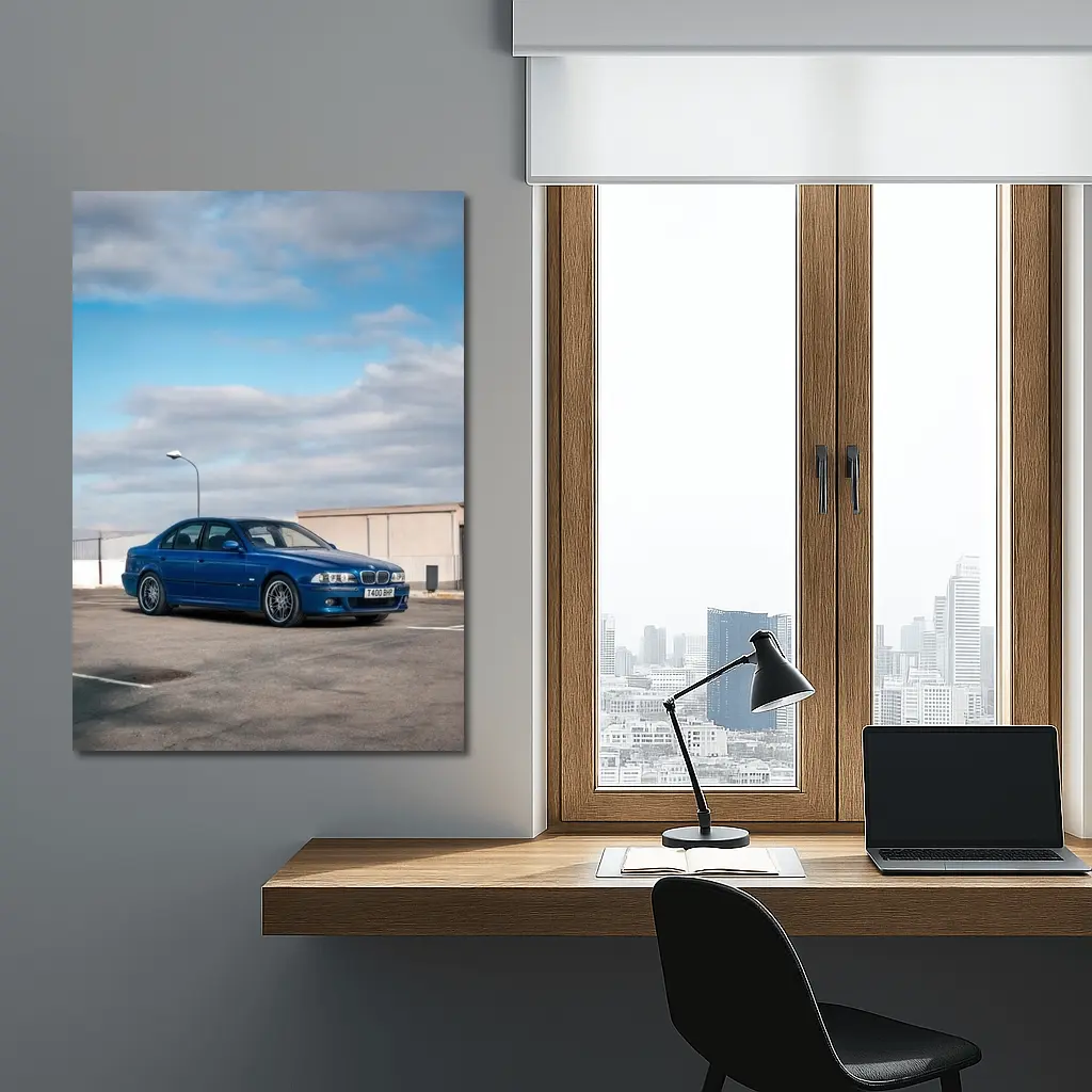 BMW M5 E39 Blue Sedan Parking Lot – Wall Art