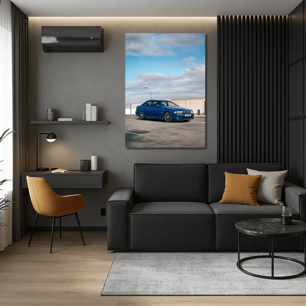 BMW M5 E39 Blue Sedan Parking Lot – Wall Art