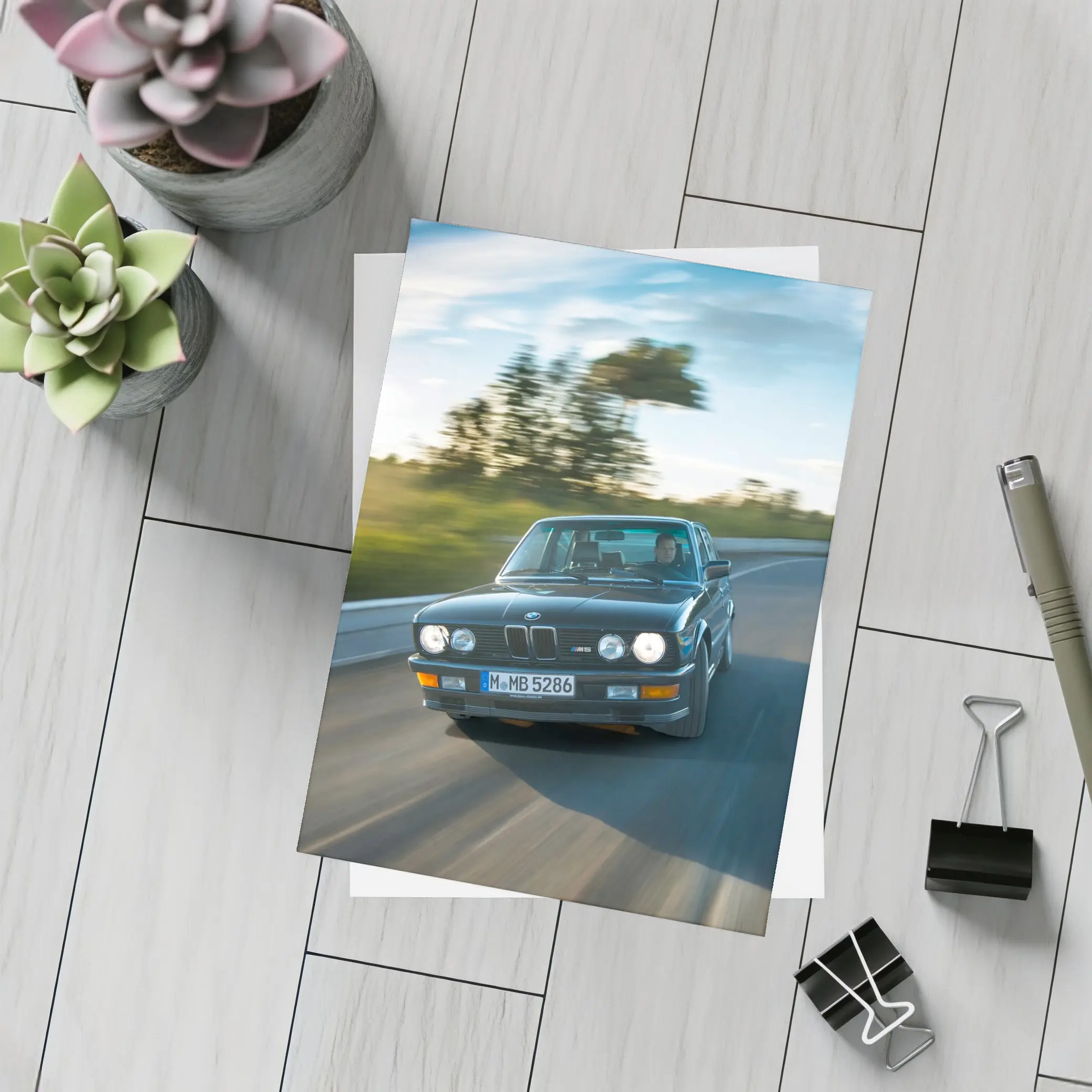 BMW M5 E28 Classic Black Road Drive – Postcards