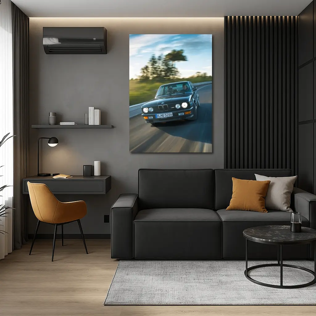 BMW M5 E28 Classic Black Road Drive – Wall Art