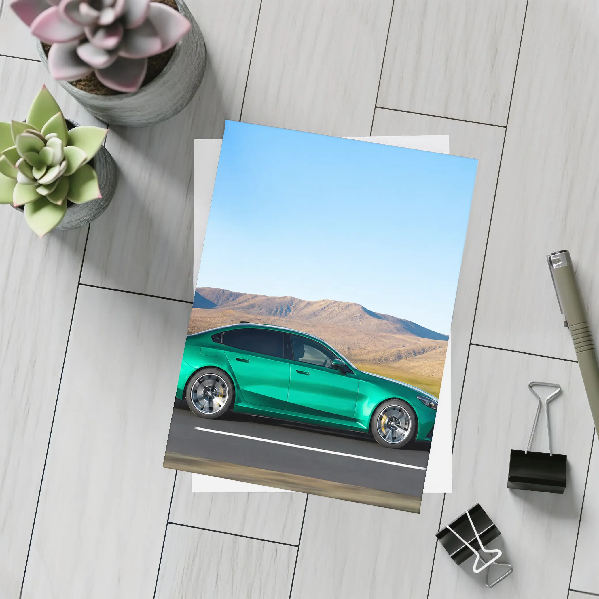 BMW M5 Sedan Green Desert Mountain Drive – Postcards