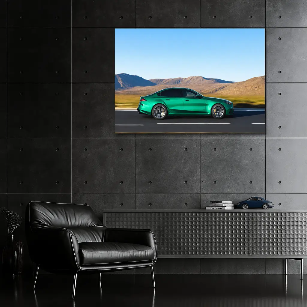 BMW M5 Sedan Green Desert Mountain Drive – Wall Art