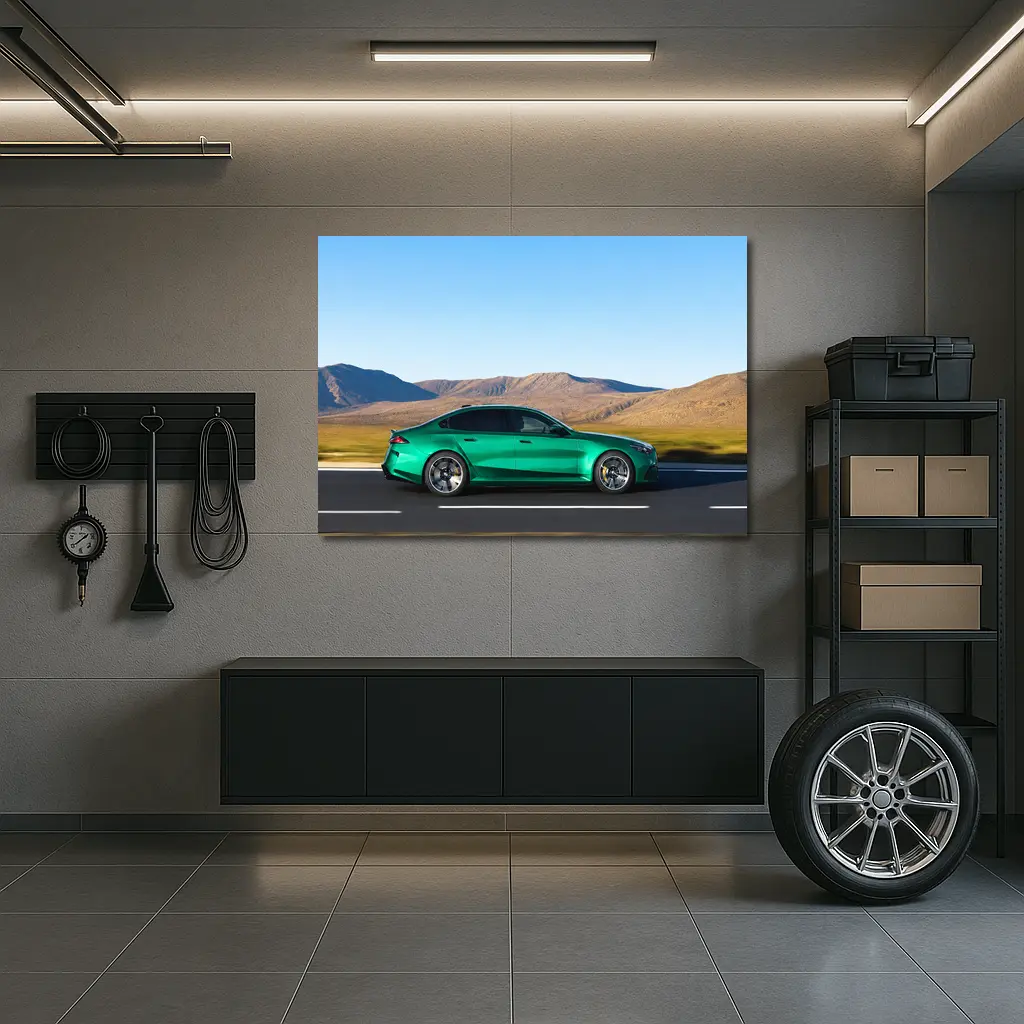 BMW M5 Sedan Green Desert Mountain Drive – Wall Art