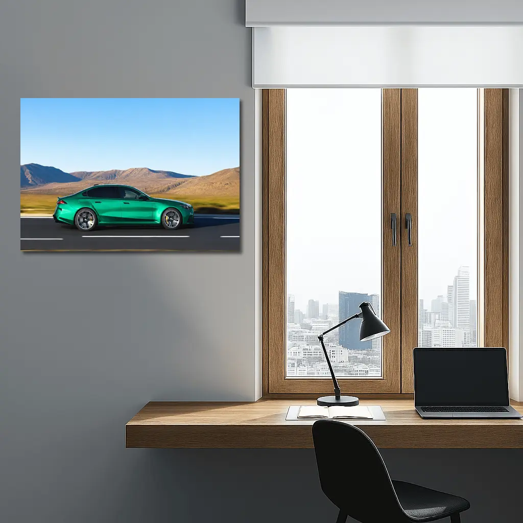 BMW M5 Sedan Green Desert Mountain Drive – Wall Art