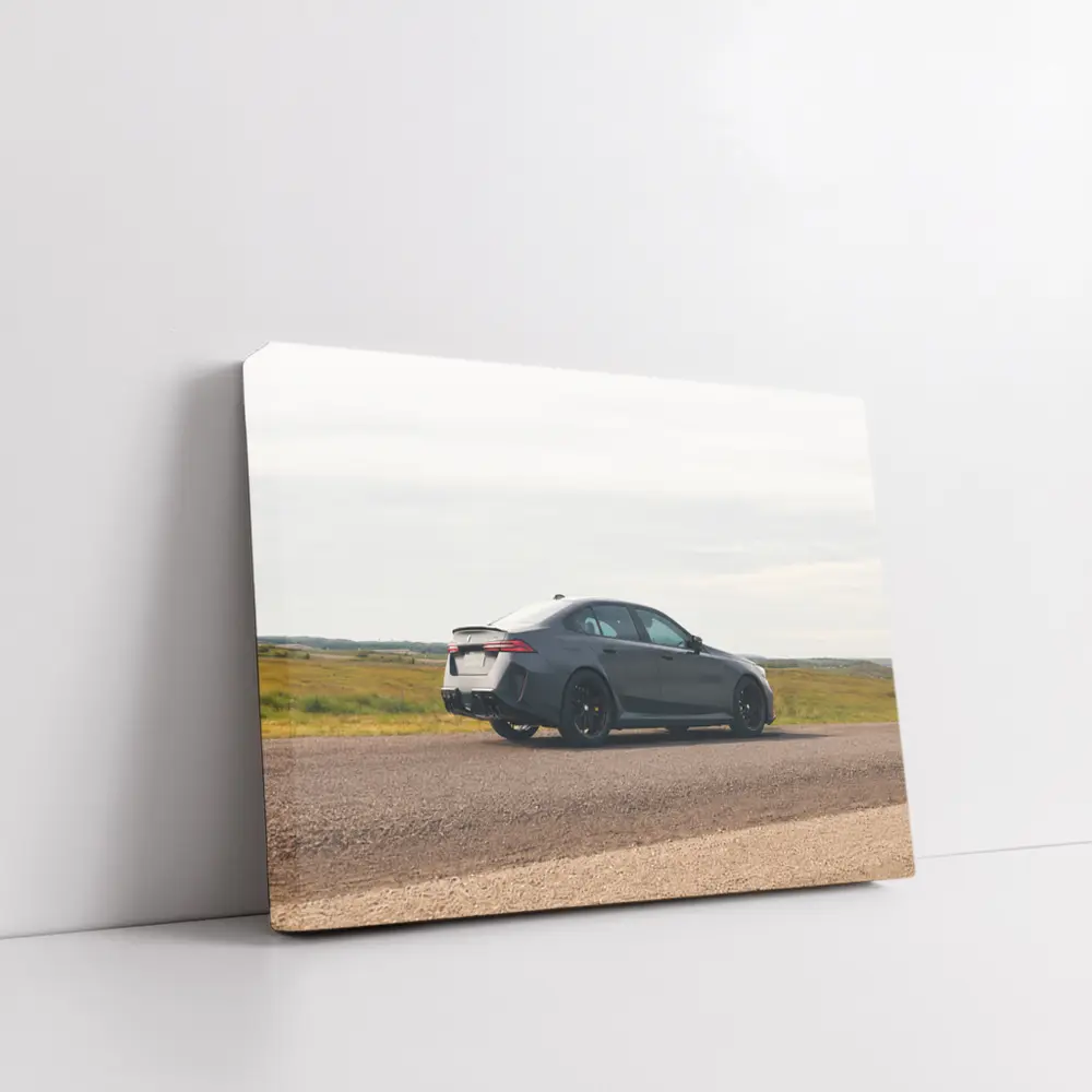 BMW M5 G90 Matte Gray Sedan on Open Road – Wall Art