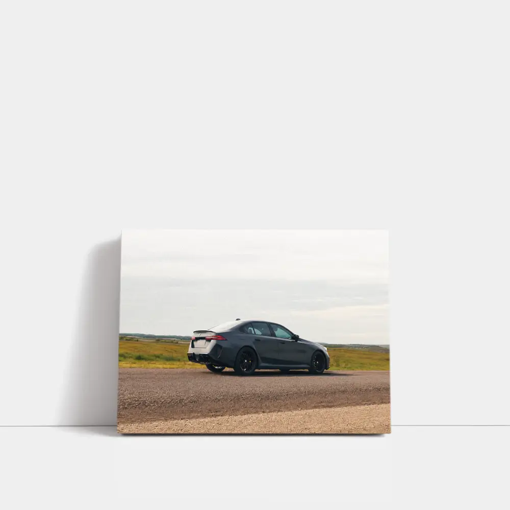 BMW M5 G90 Matte Gray Sedan on Open Road – Wall Art