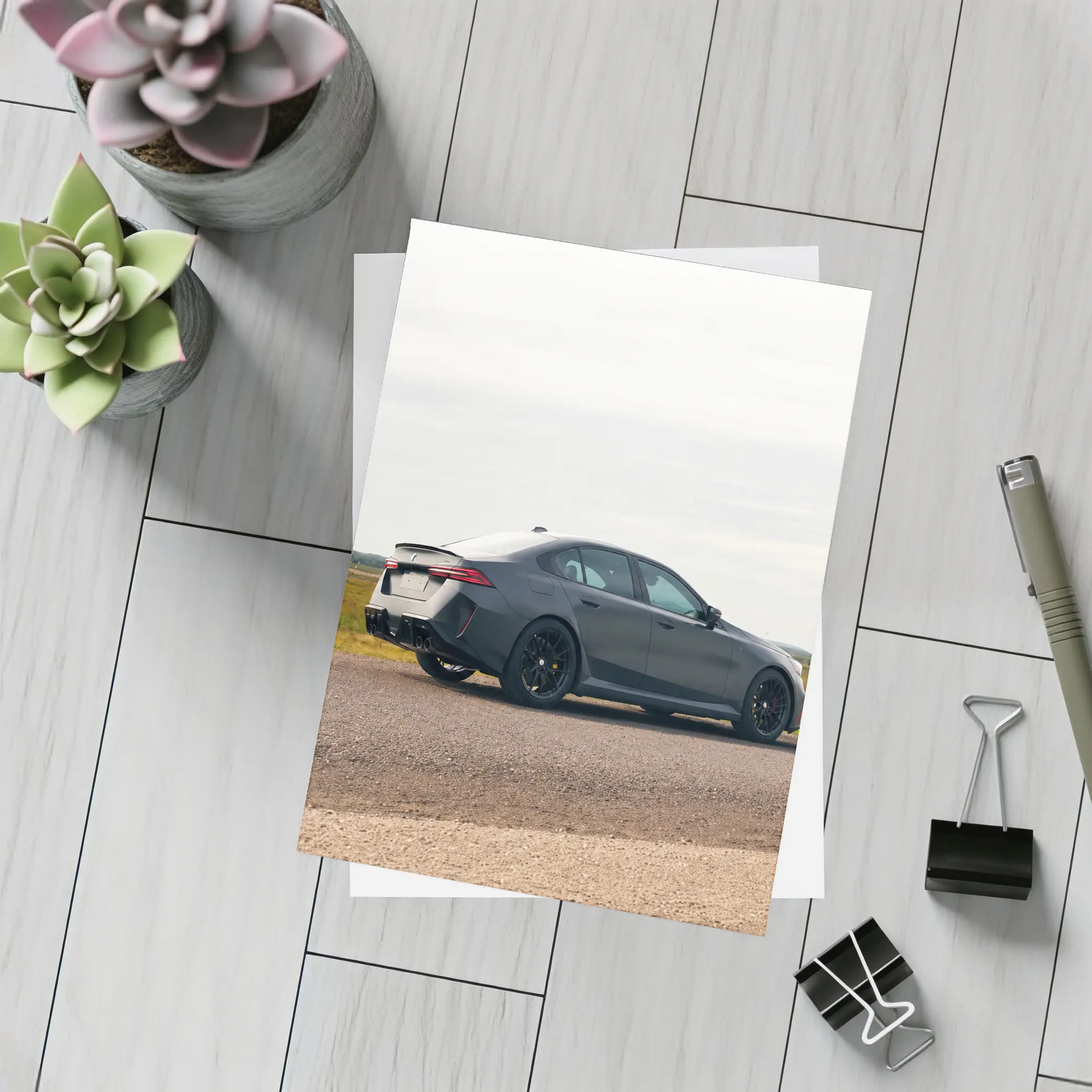 BMW M5 G90 Sedan Matte Gray Open Road – Postcards