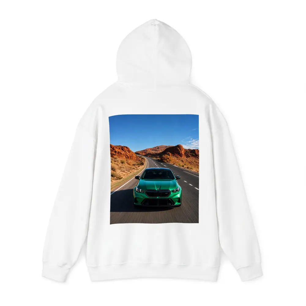 BMW M5 Green Speeding Desert Canyon Road – Hoodies
