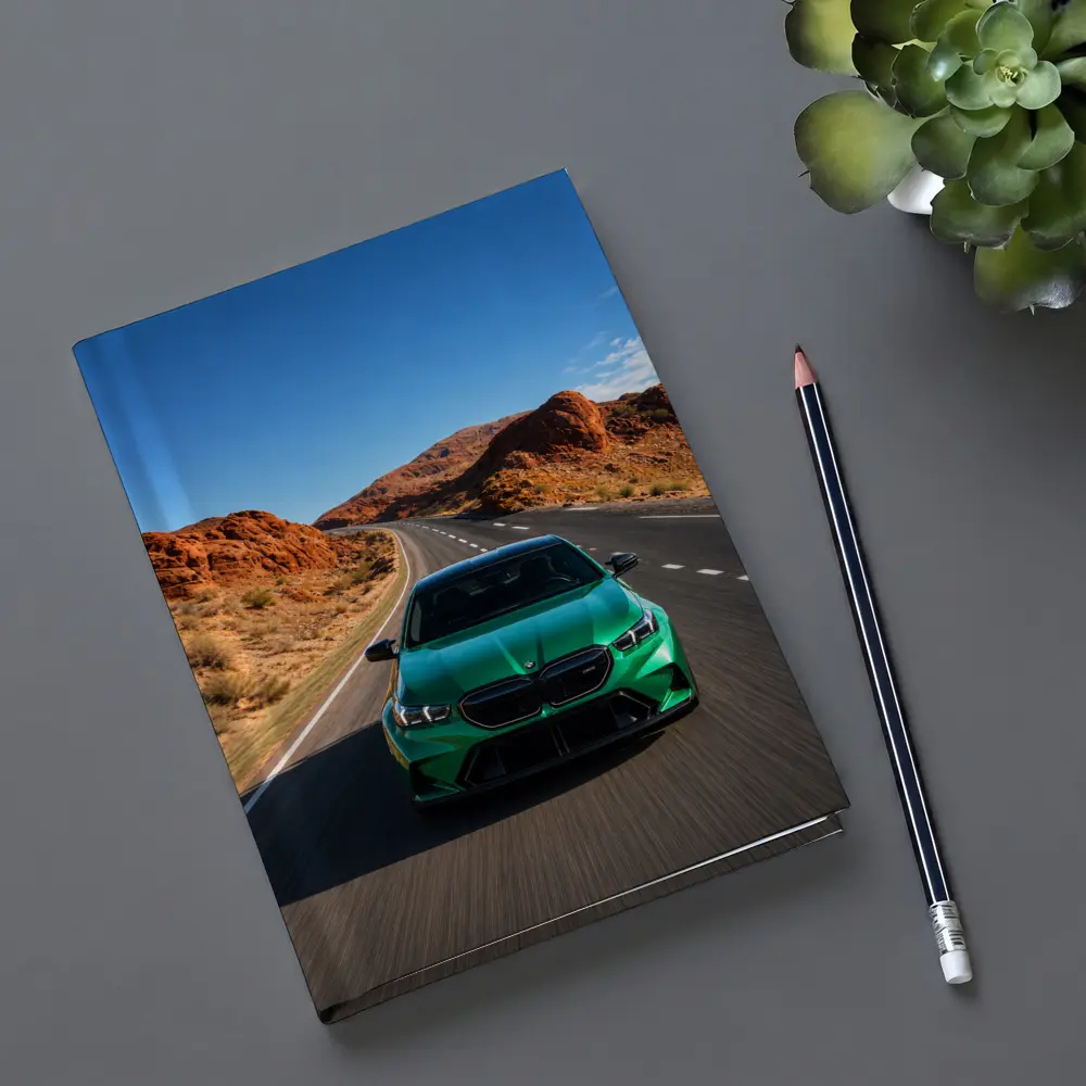BMW M5 Green Speeding Desert Canyon Road – Notebooks