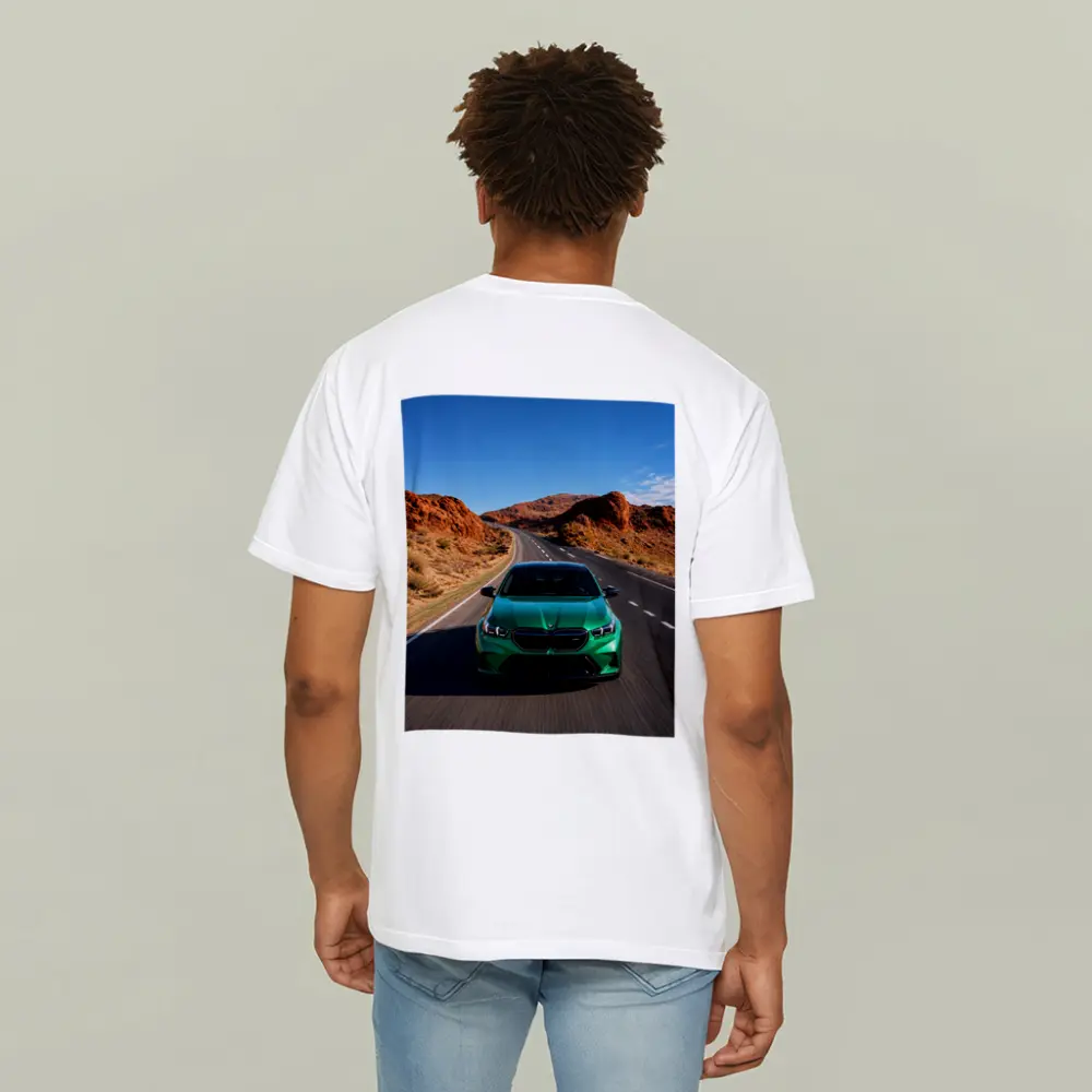 BMW M5 Green Speeding Desert Canyon Road – T-Shirts