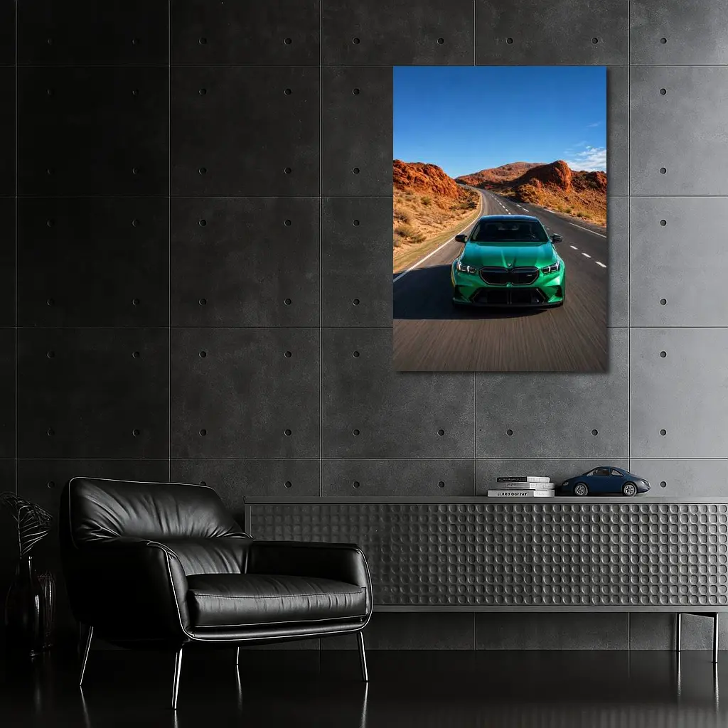 BMW M5 Green Speeding Desert Canyon Road – Wall Art